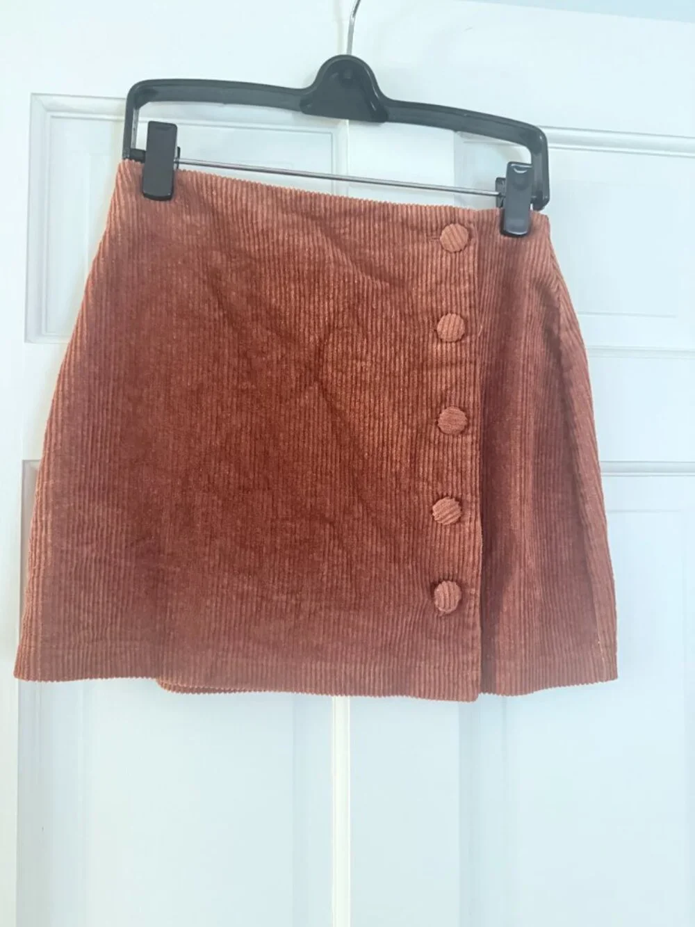 Katherina Rust Brown Button Front Corduroy Skirt